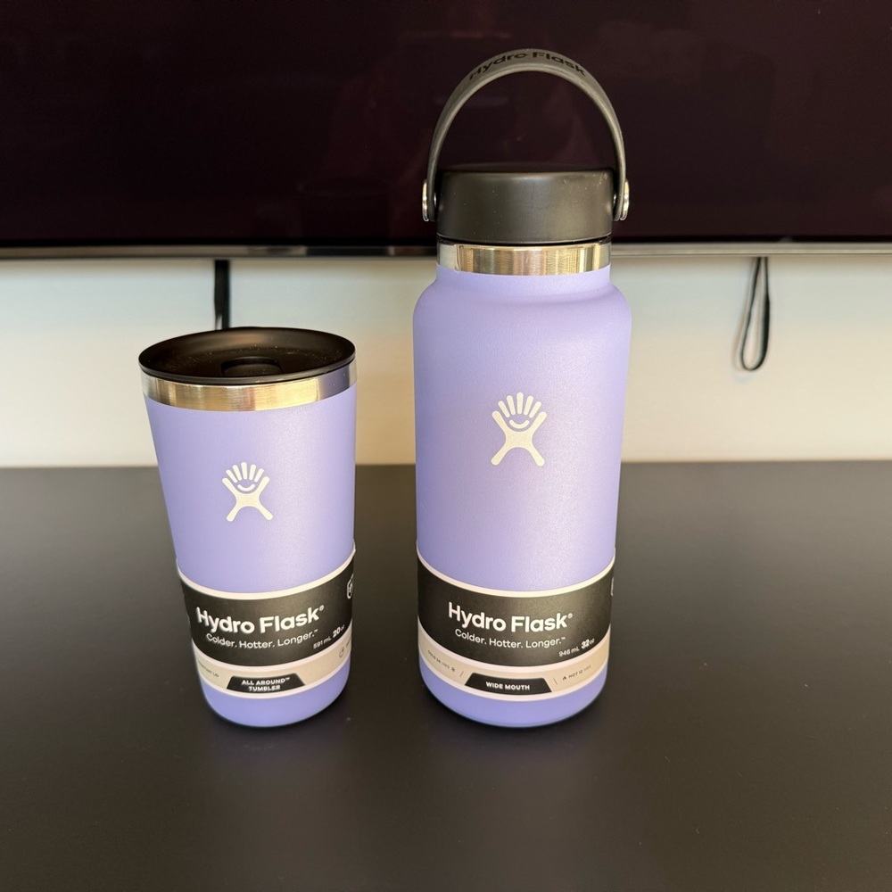 Hydro Flask Purple Tumbler and Bottle Set